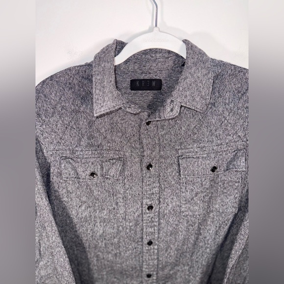 Krew Mens Charcoal Grey Button-Up Collared Long Sleeve Shirt size Small - Picture 5 of 16
